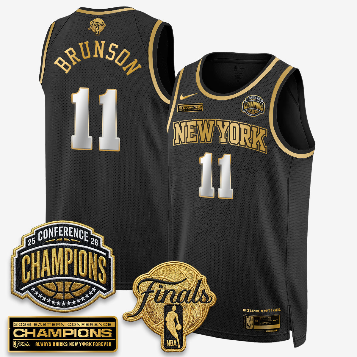 NYK 2026 NBA Eastern Conference Champions Black Gold Edition Jersey - Stitched (2)