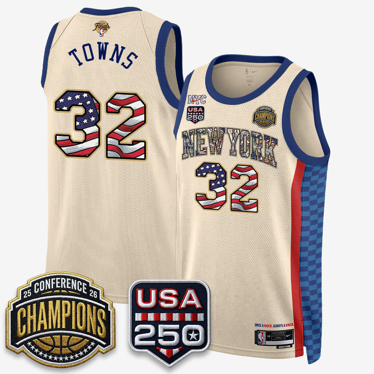 NYK 2026 NBA Eastern Conference Champions x Fourth of July Vapor Jersey - Stitched