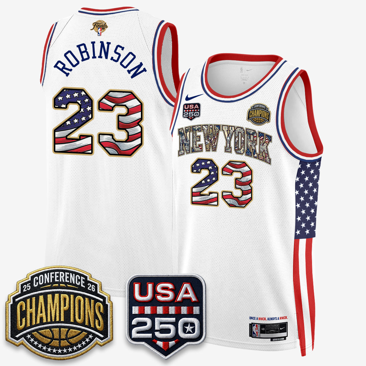 NYK 2026 NBA Eastern Conference Champions x Fourth of July Vapor Jersey - Stitched