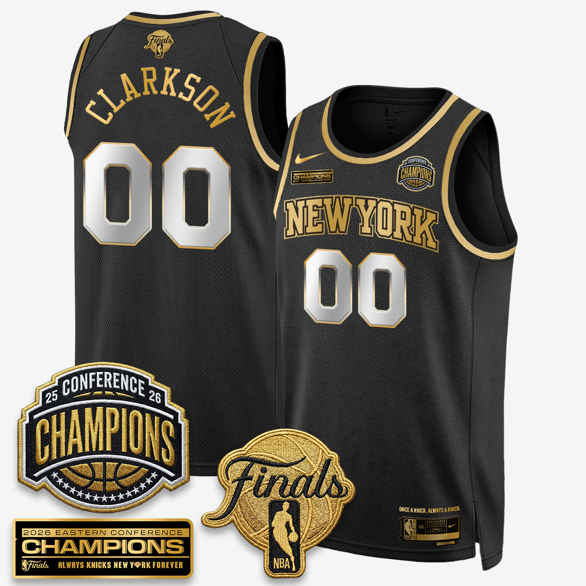 NYK 2026 NBA Eastern Conference Champions White Gold Edition Jersey - Stitched