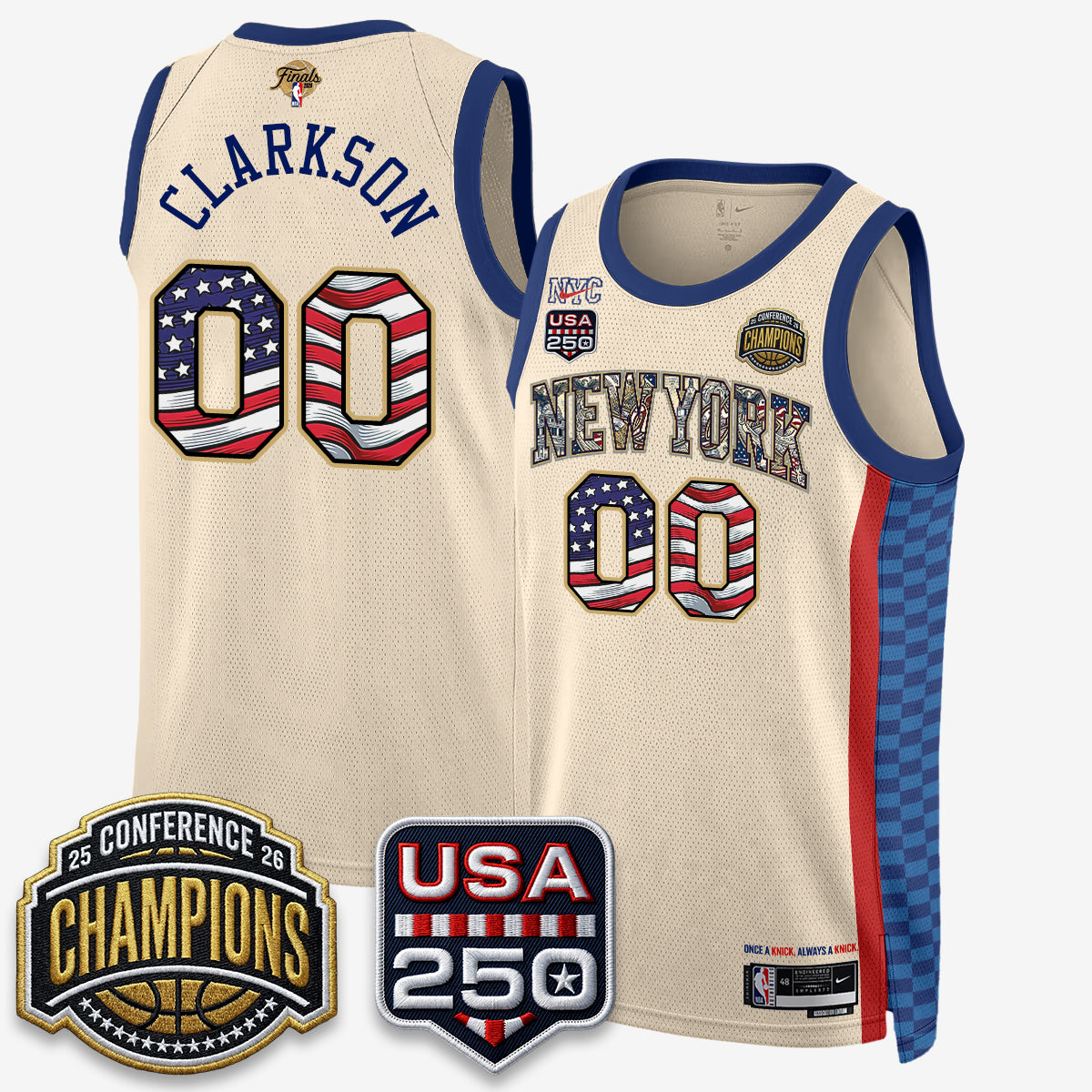 NYK 2026 NBA Eastern Conference Champions x Fourth of July Vapor Jersey - Stitched