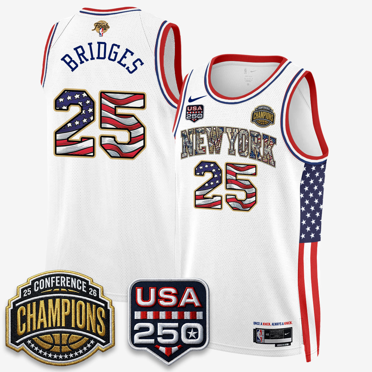 NYK 2026 NBA Eastern Conference Champions x Fourth of July Vapor Jersey - Stitched