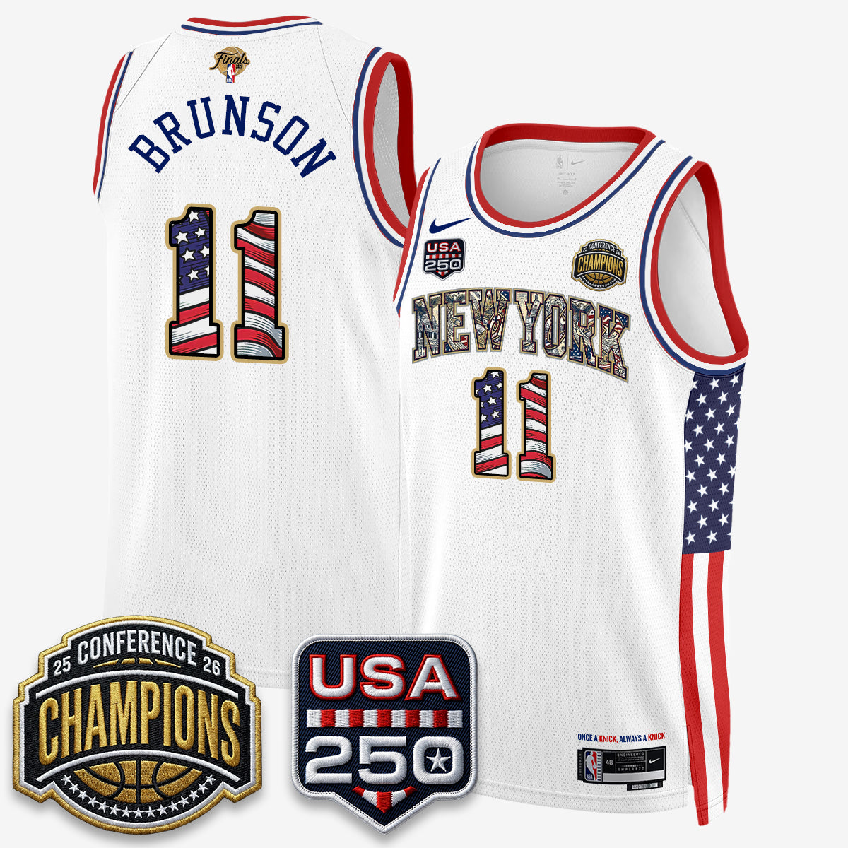 NYK 2026 NBA Eastern Conference Champions x Fourth of July Vapor Jersey - Stitched