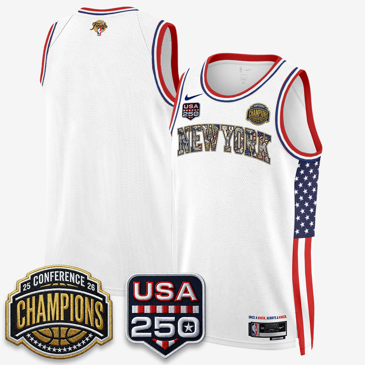 NYK 2026 NBA Eastern Conference Champions x Fourth of July Vapor Jersey - Stitched