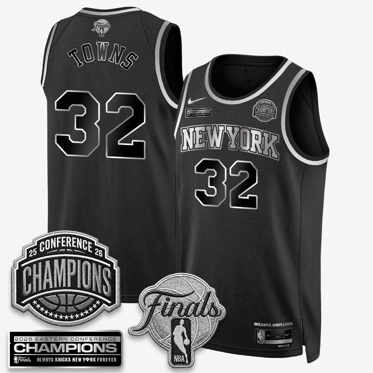 NYK 2026 NBA Eastern Conference Champions White Gold Edition Jersey - Stitched