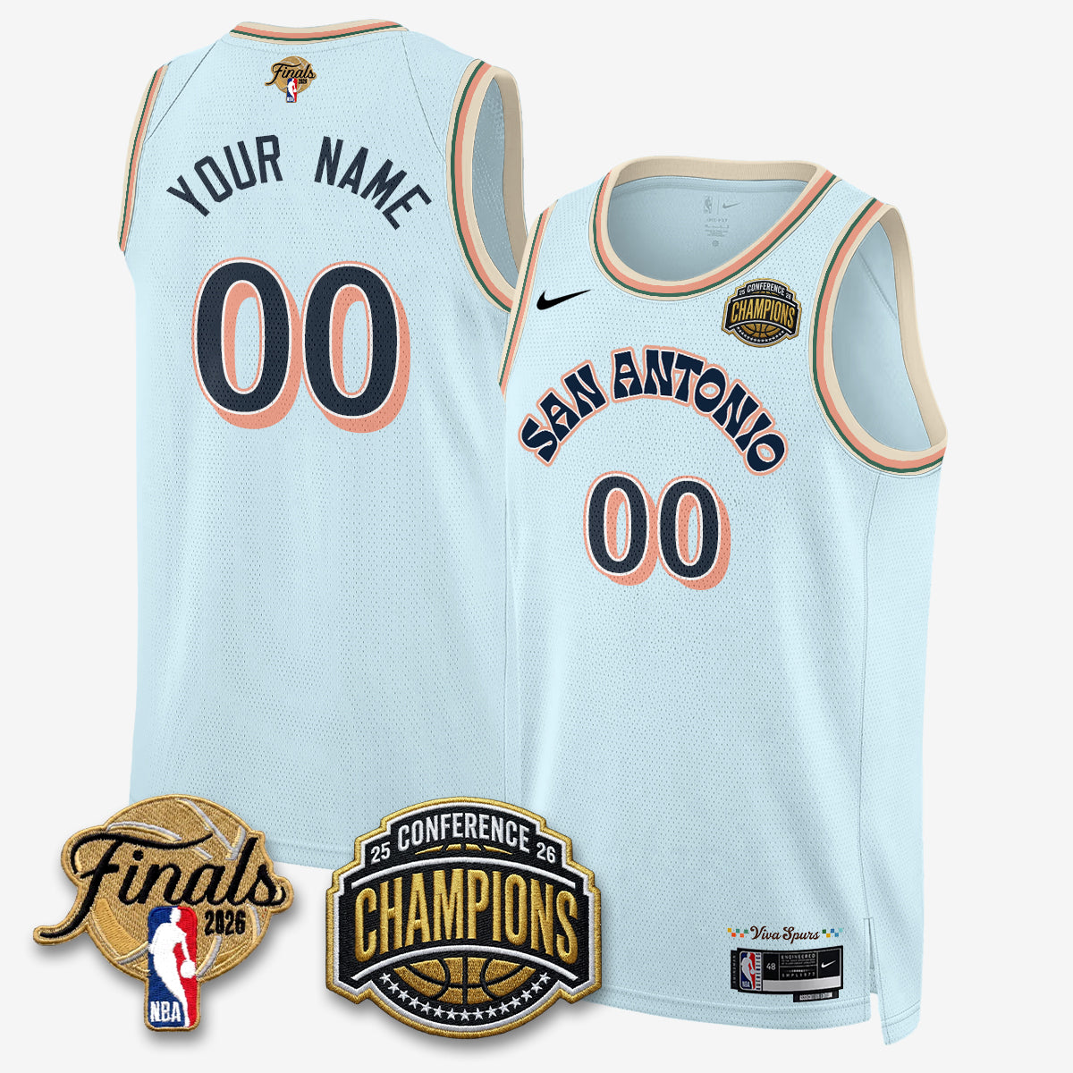 SAS 2026 NBA Western Conference Champions Vapor City Edition Custom Jersey - Stitched