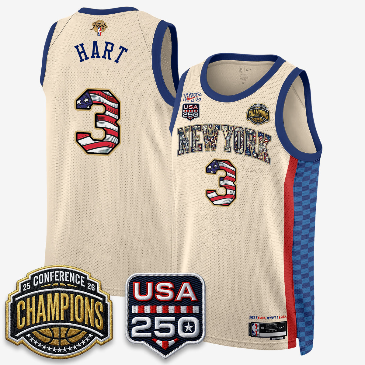 NYK 2026 NBA Eastern Conference Champions x Fourth of July Vapor Jersey - Stitched