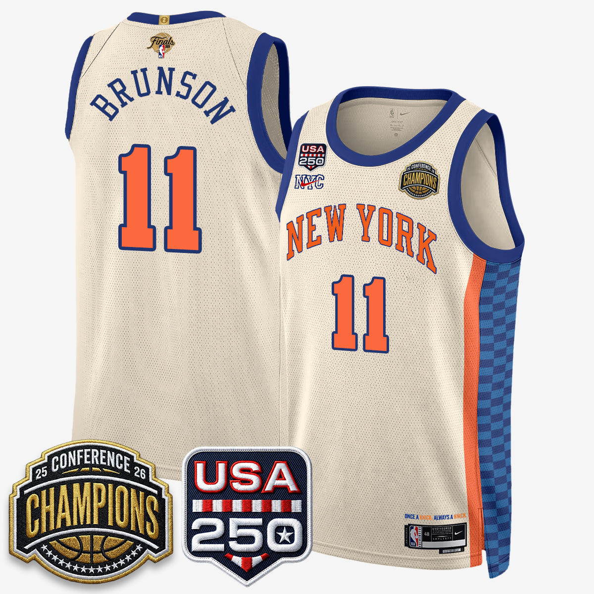 NYK 2026 NBA Eastern Conference Champions City Cream Edition Jersey V2- Stitched