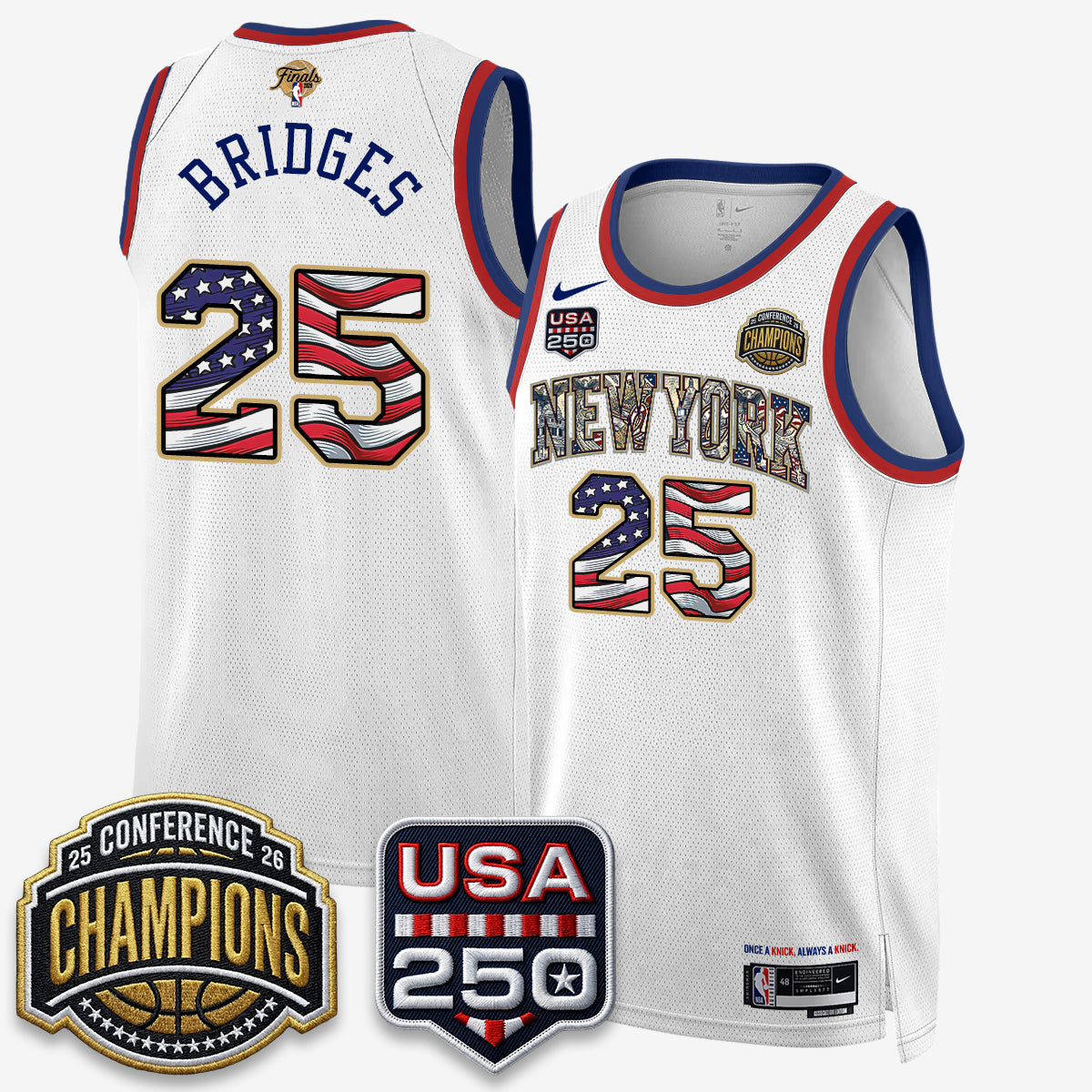 NYK 2026 NBA Eastern Conference Champions x Fourth of July Vapor Jersey - Stitched