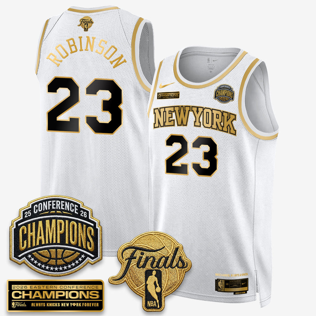 NYK 2026 NBA Eastern Conference Champions White Gold Edition Jersey - Stitched