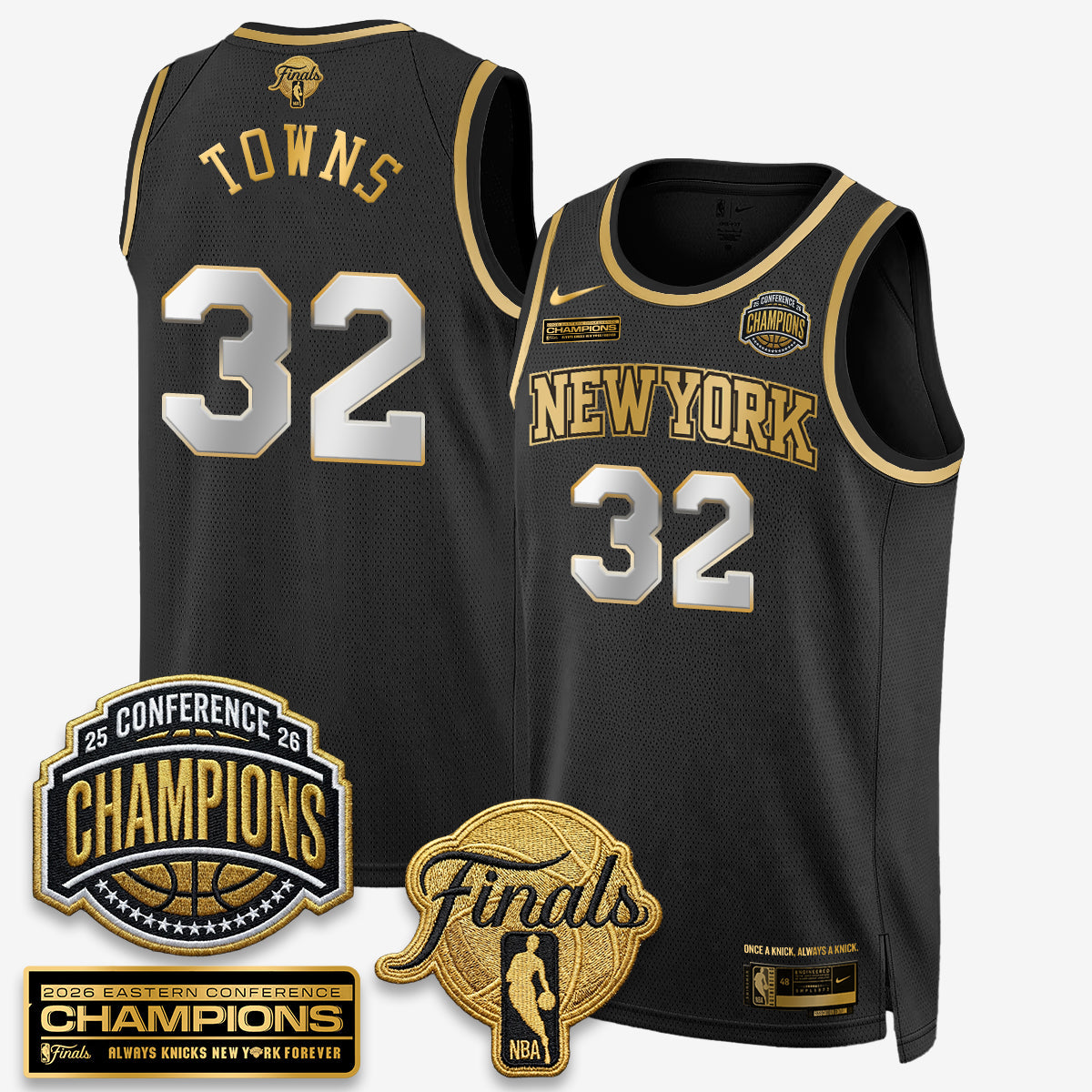 NYK 2026 NBA Eastern Conference Champions Black Gold Edition Jersey - Stitched