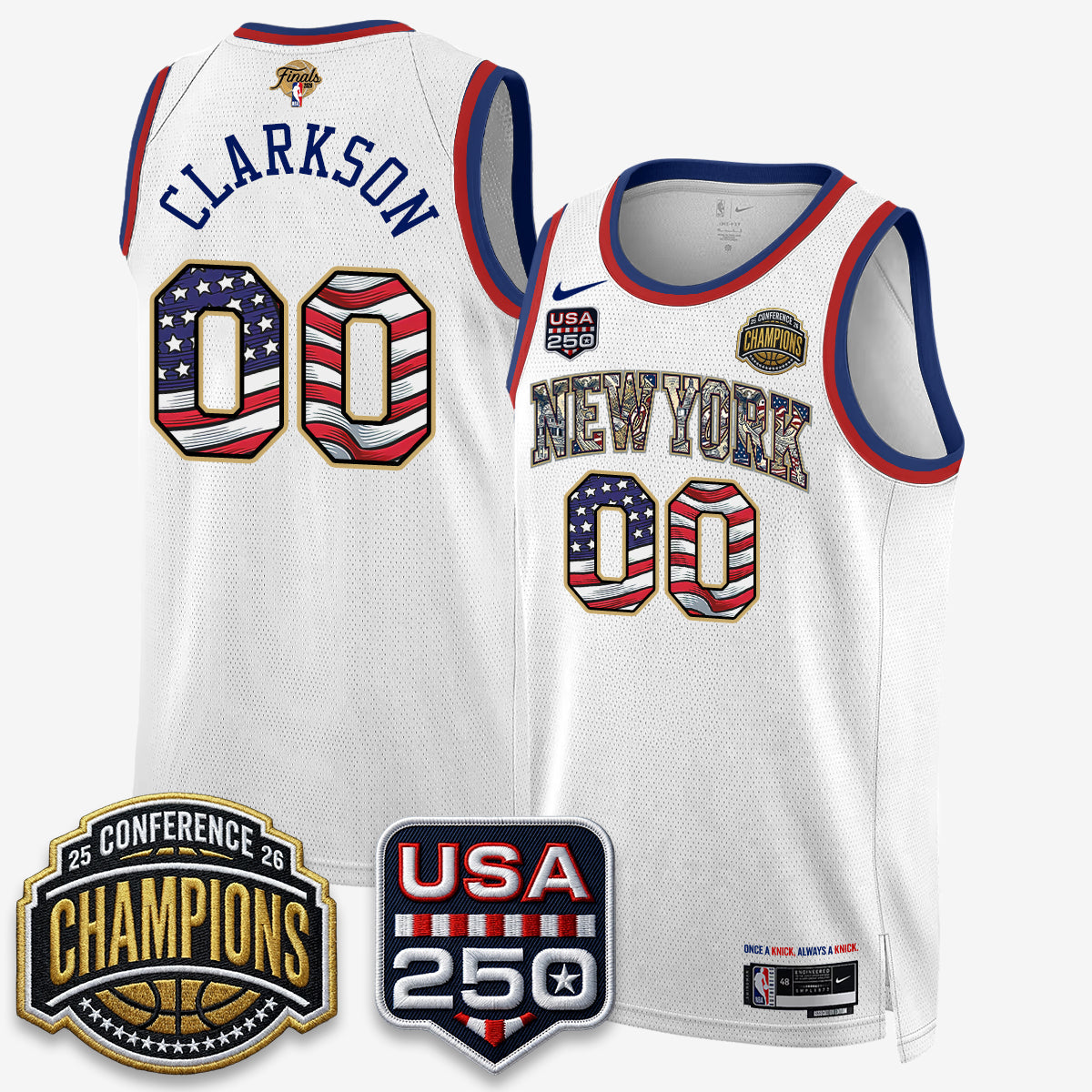 NYK 2026 NBA Eastern Conference Champions x Fourth of July Vapor Jersey - Stitched