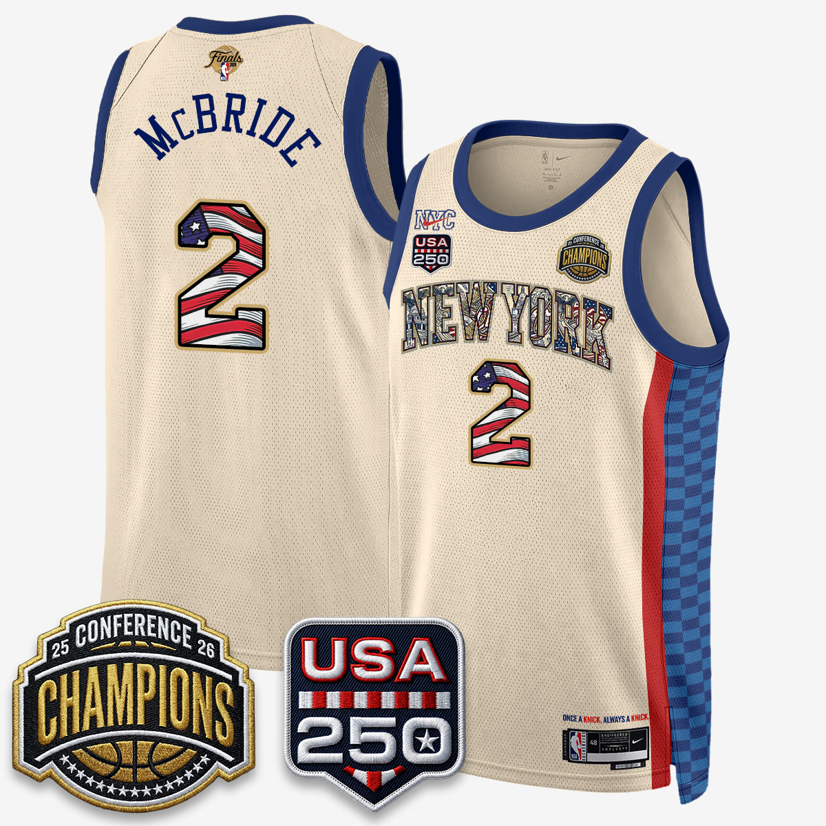 NYK 2026 NBA Eastern Conference Champions x Fourth of July Vapor Jersey - Stitched