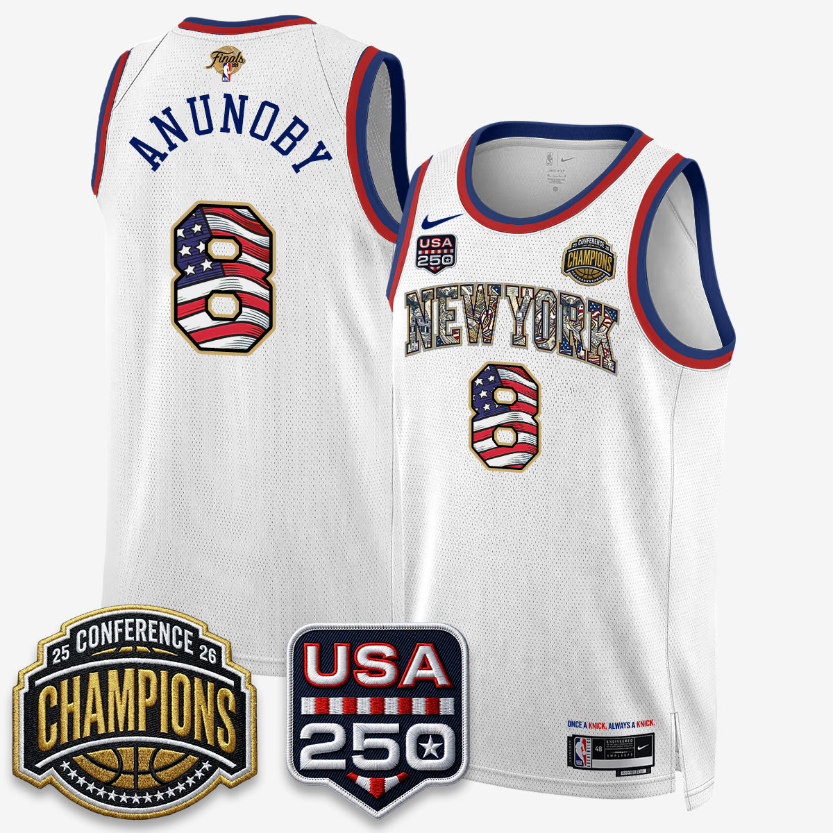 NYK 2026 NBA Eastern Conference Champions x Fourth of July Vapor Jersey - Stitched
