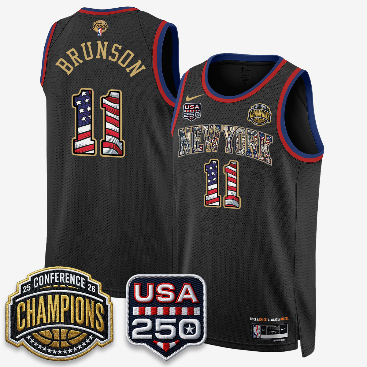 NYK 2026 NBA Eastern Conference Champions x Fourth of July Vapor Jersey - Stitched