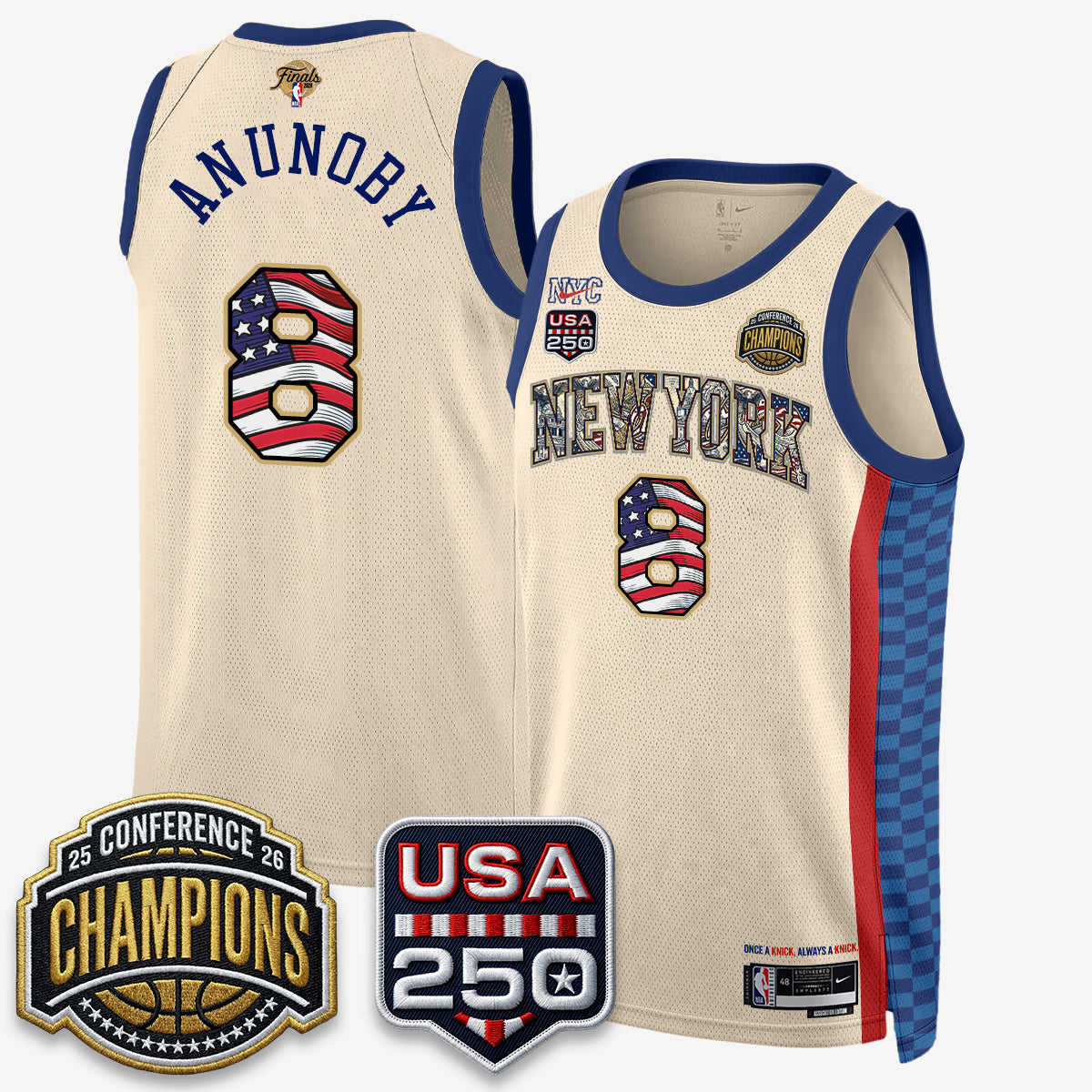 NYK 2026 NBA Eastern Conference Champions x Fourth of July Vapor Jersey - Stitched