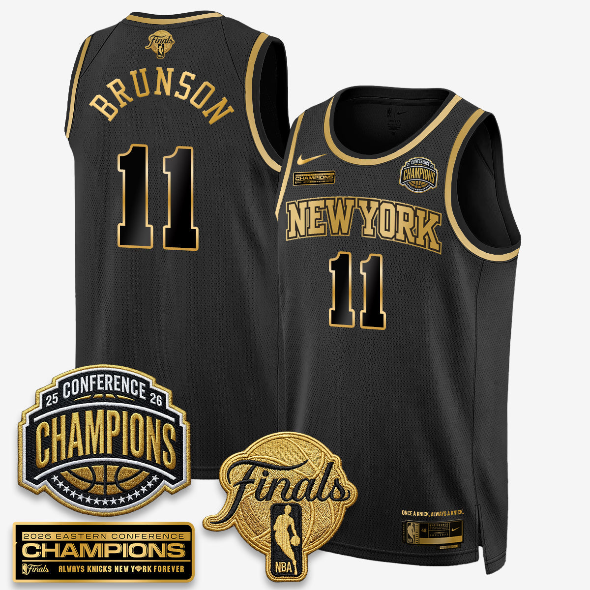 NYK 2026 NBA Eastern Conference Champions Black Gold Edition Jersey - Stitched (Tiktok)