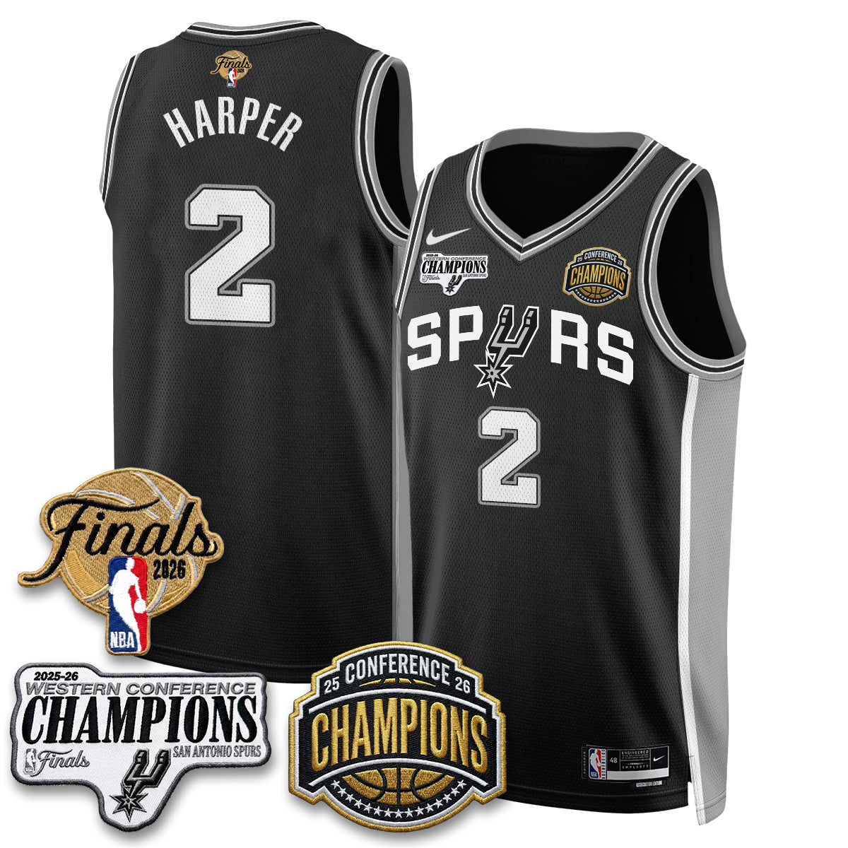 SAS 2026 NBA Western Conference Champions Vapor Jersey - Stitched