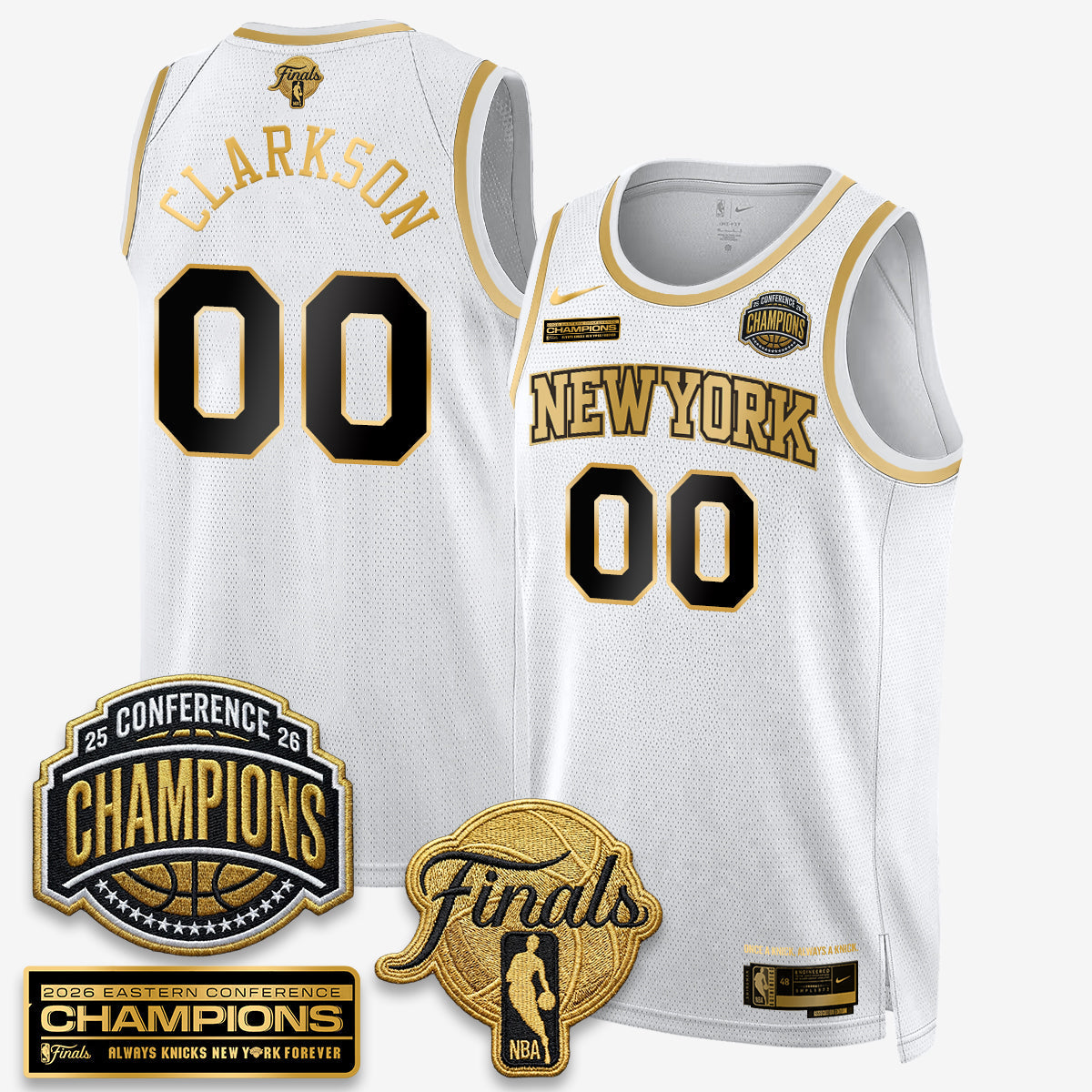 NYK 2026 NBA Eastern Conference Champions White Gold Edition Jersey - Stitched