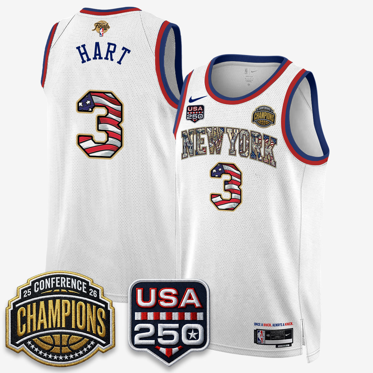 NYK 2026 NBA Eastern Conference Champions x Fourth of July Vapor Jersey - Stitched