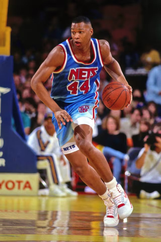 Men's Derrick Coleman New Jersey Nets Mitchell & Ness 1990-91 Hardwood Classics Swingman Jersey - Blue