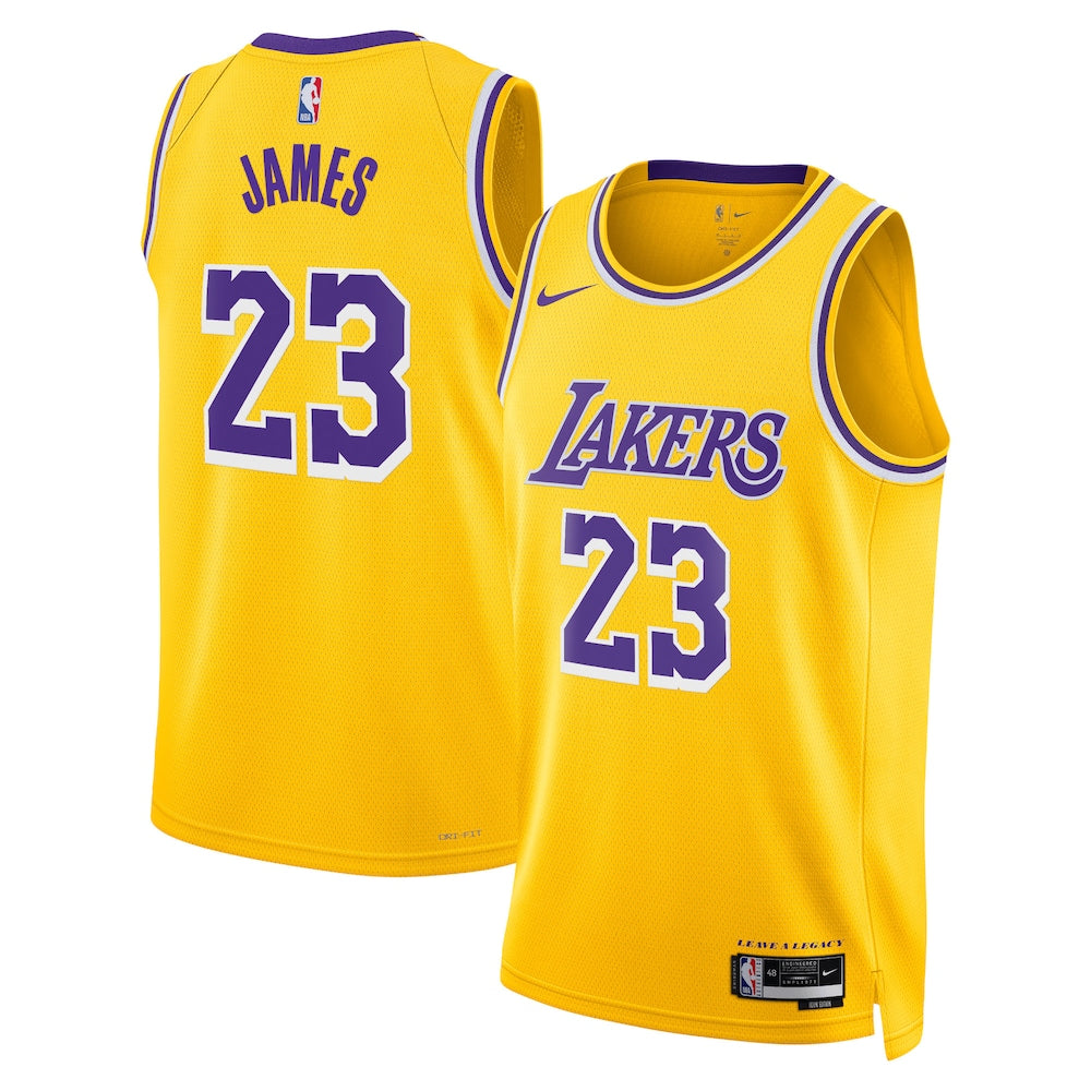 Los Angeles Lakers Icon Edition Swingman Jersey Gold Lebron James Unisex | RTJ13373