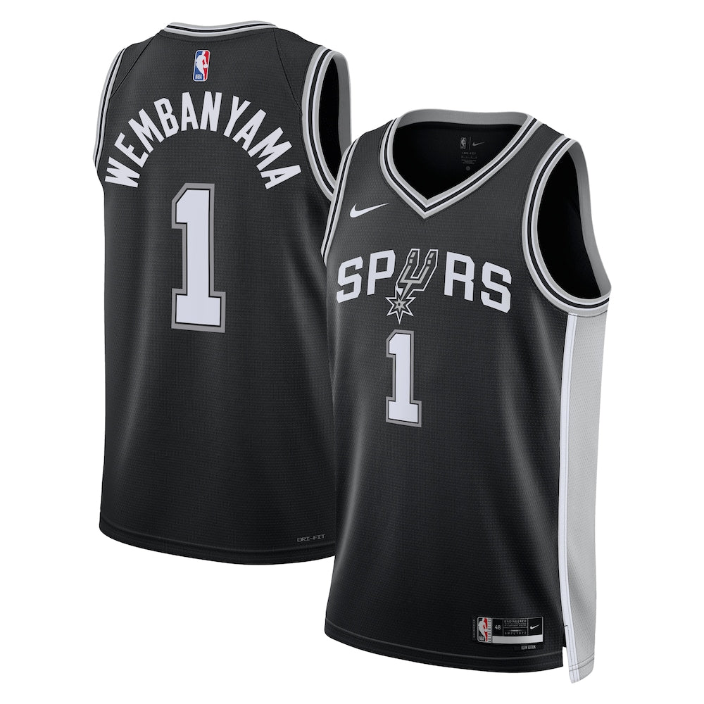 San Antonio Spurs Icon Edition Swingman Jersey Black Victor Wembanyama Unisex | RTJ13357