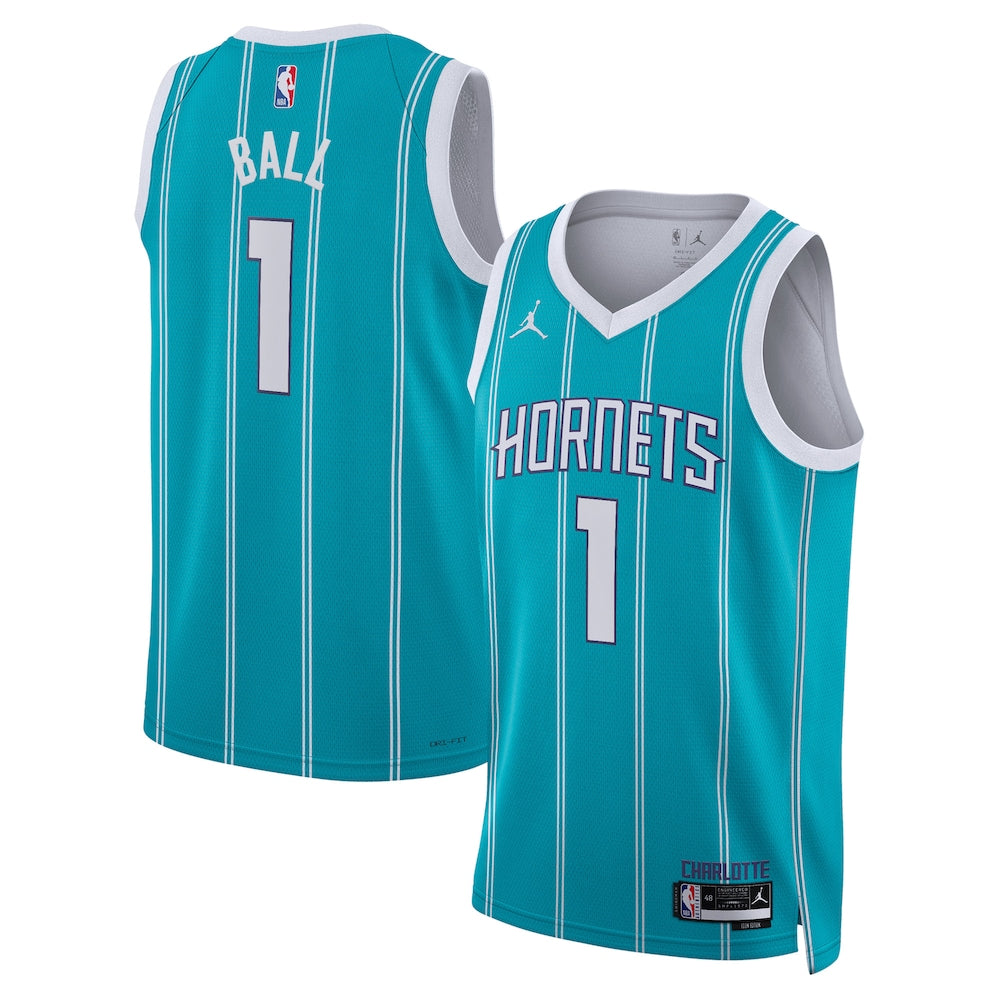 Charlotte Hornets Jordan Brand Icon Edition Swingman Jersey Teal Lamelo Ball Unisex | RTJ13277