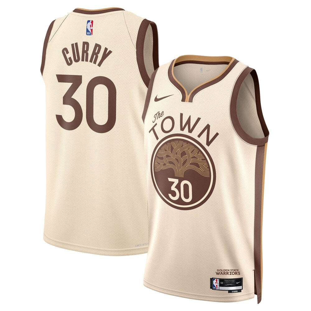 Golden State Warriors 202526 City Edition Swingman Jersey Tan Stephen Curry Unisex | RTJ13271