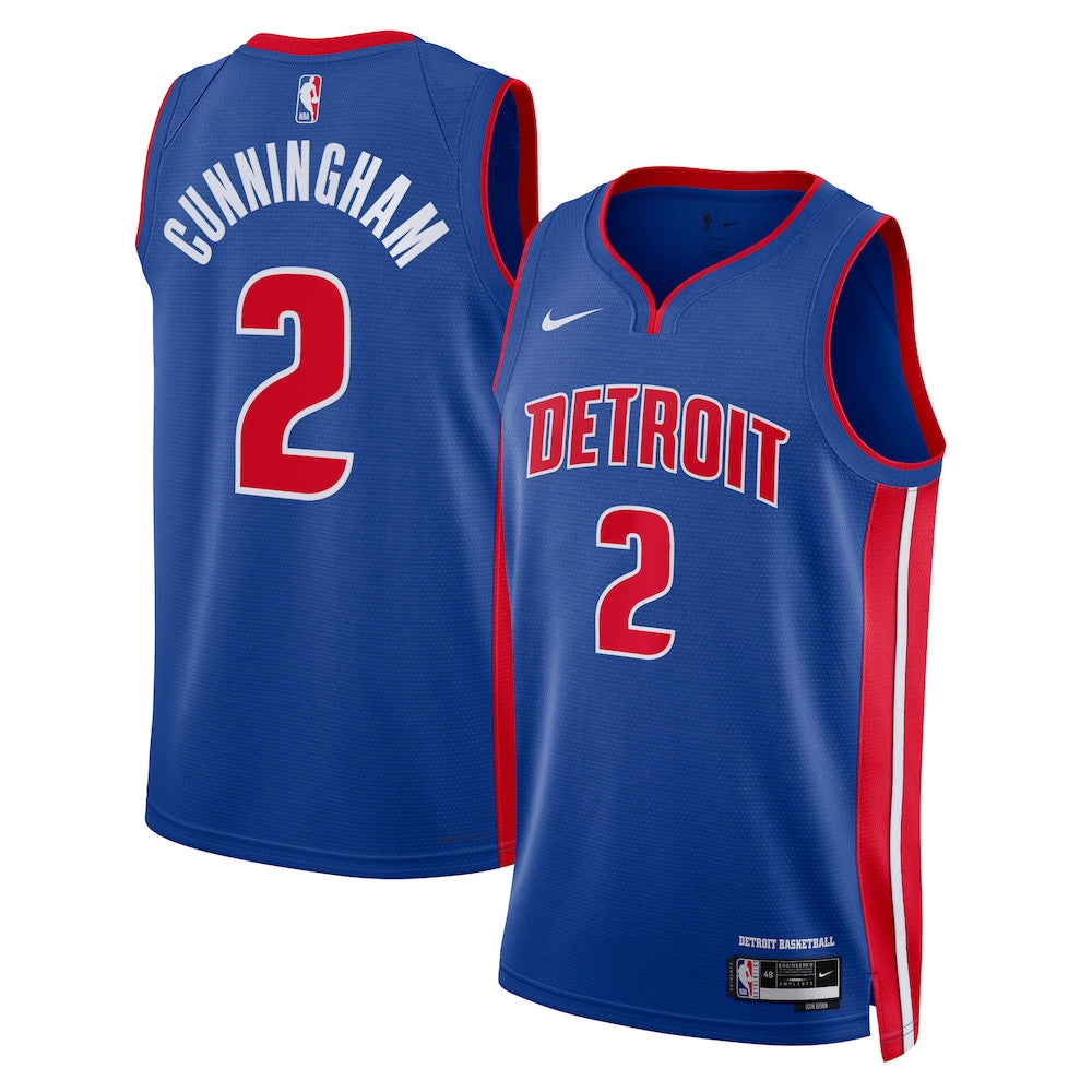 Detroit Pistons Icon Edition Swingman Jersey Blue Cade Cunningham Unisex | RTJ13268
