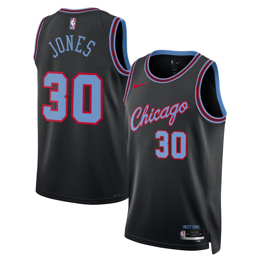 Chicago Bulls 202526 City Edition Swingman Jersey Black Tre Jones Unisex | RTJ13263
