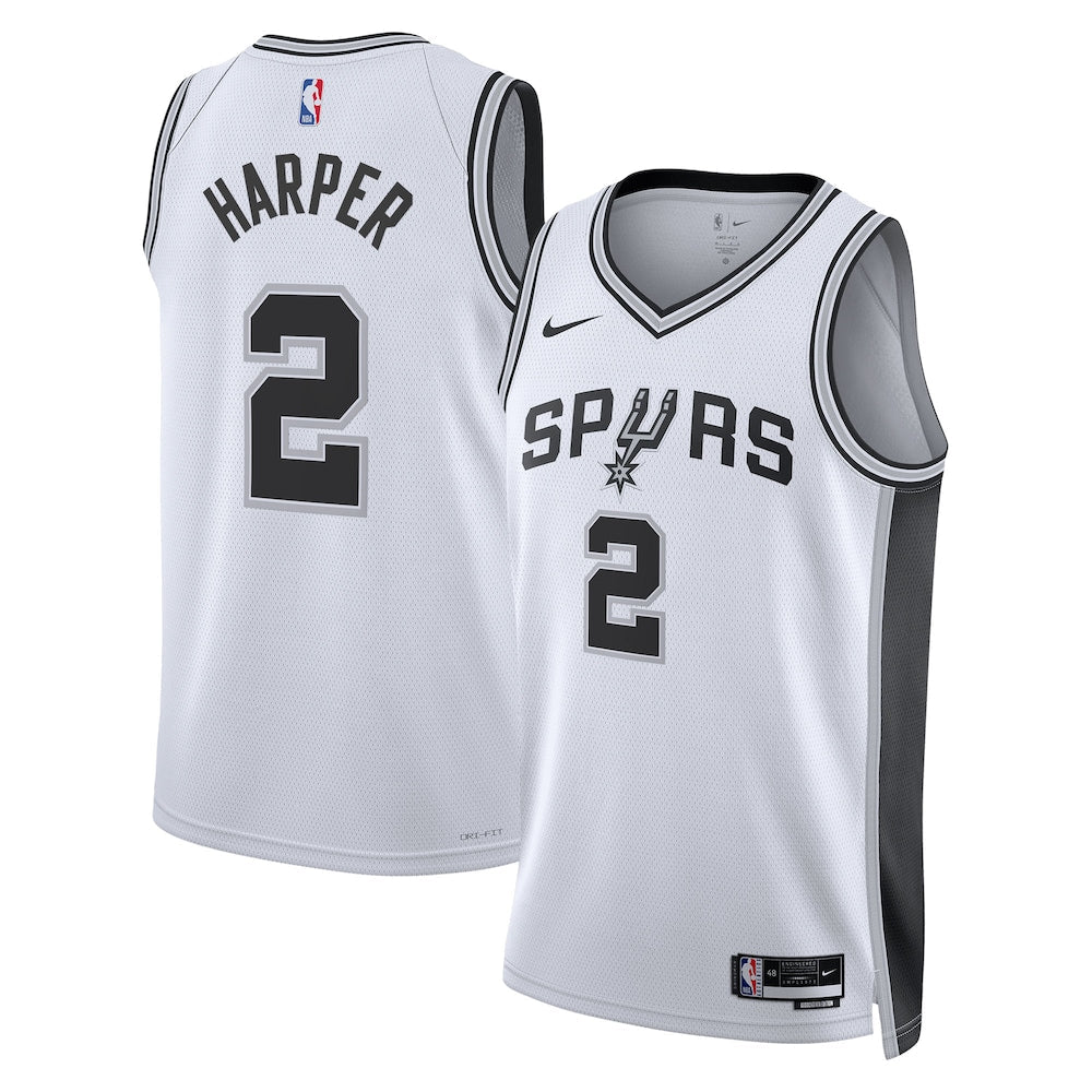 San Antonio Spurs Association Edition Swingman Jersey Nba 2025 First Round Draft Pick White Dylan Harper Unisex | RTJ13260