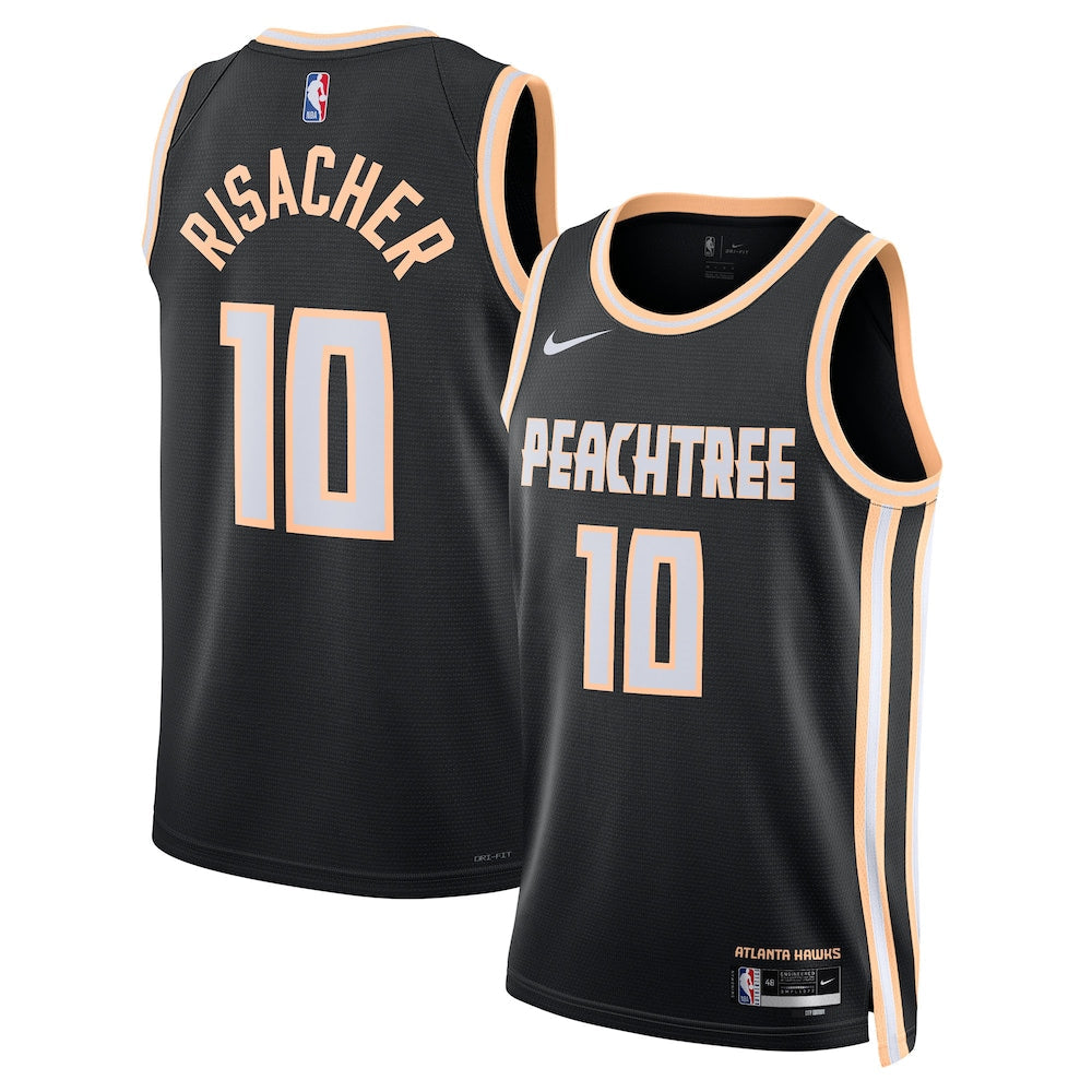 Atlanta Hawks 202526 City Edition Swingman Jersey Black Zaccharie Risacher Unisex | RTJ13256