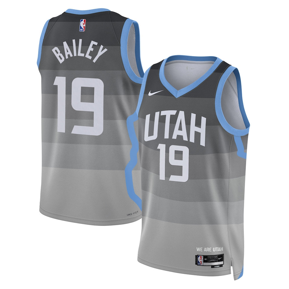 Utah Jazz 202526 City Edition Swingman Jersey Gray Ace Bailey Unisex | RTJ13240