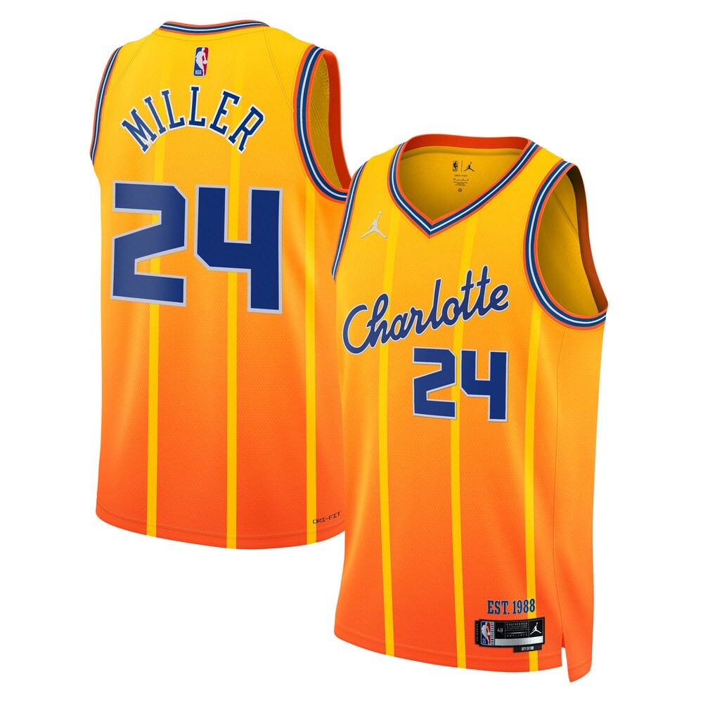 Charlotte Hornets Jordan Brand 202526 City Edition Swingman Jersey Gold Brandon Miller Unisex | RTJ13222