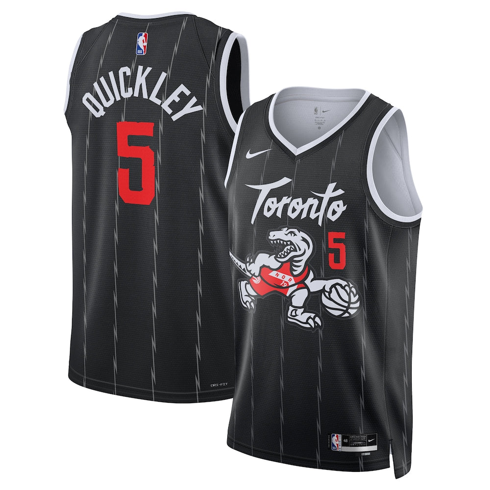 Toronto Raptors 202526 City Edition Swingman Jersey Black Immanuel Quickley Unisex | RTJ13184