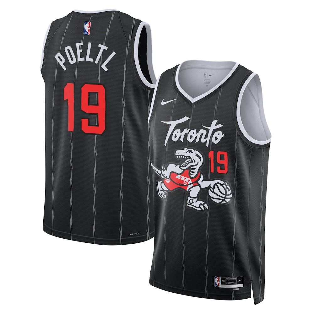 Toronto Raptors 202526 City Edition Swingman Jersey Black Jakob Poeltl Unisex | RTJ13172