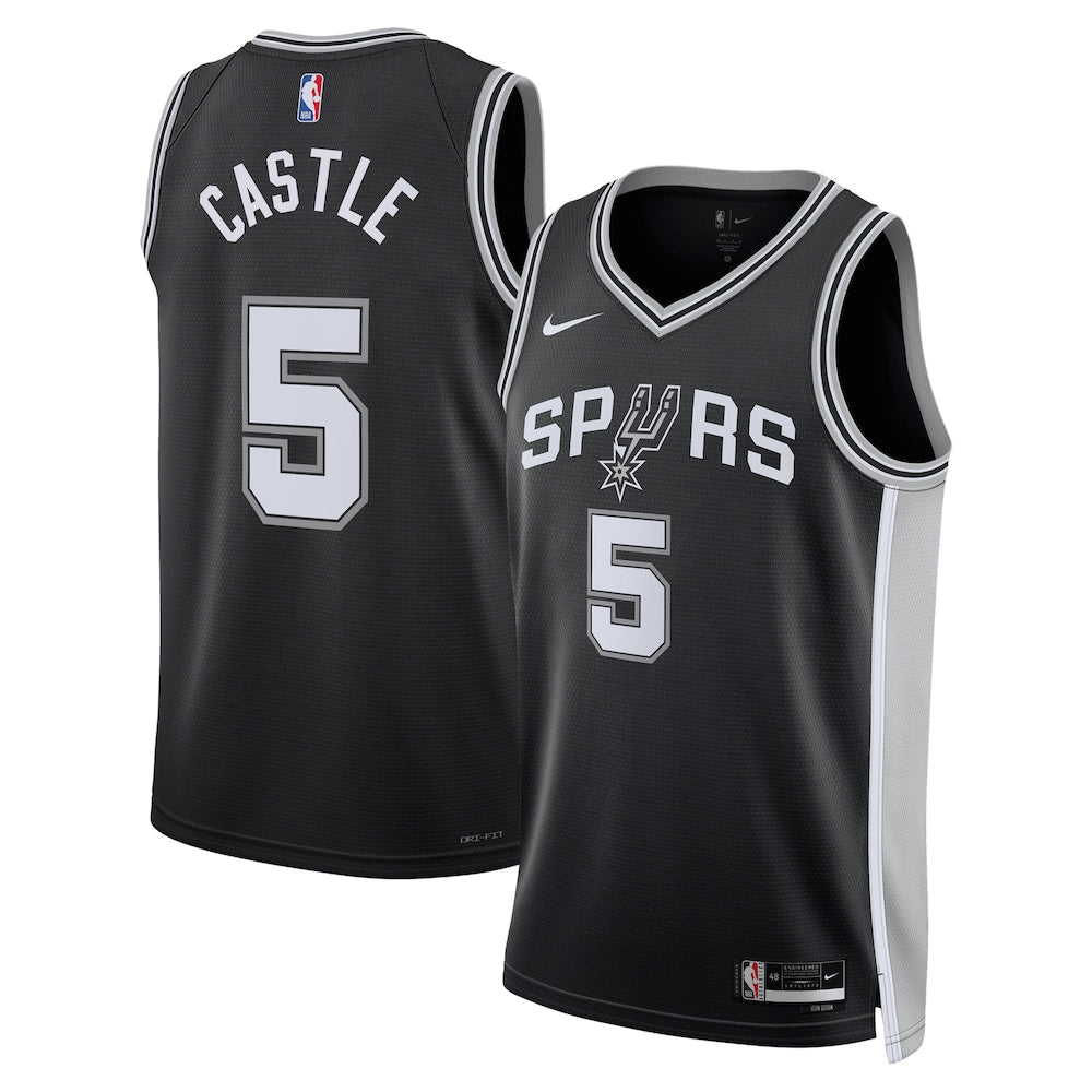 San Antonio Spurs Icon Swingman Jersey Black Stephon Castle Unisex | RTJ13166