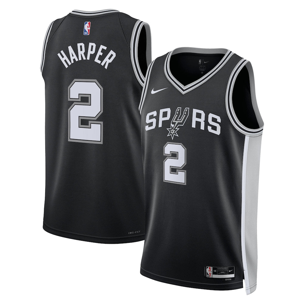 San Antonio Spurs Icon Edition Swingman Jersey Nba 2025 First Round Draft Pick Black Dylan Harper Unisex | RTJ13158