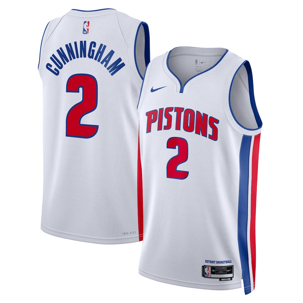 Detroit Pistons Association Edition Swingman Jersey White Cade Cunningham Unisex | RTJ13165