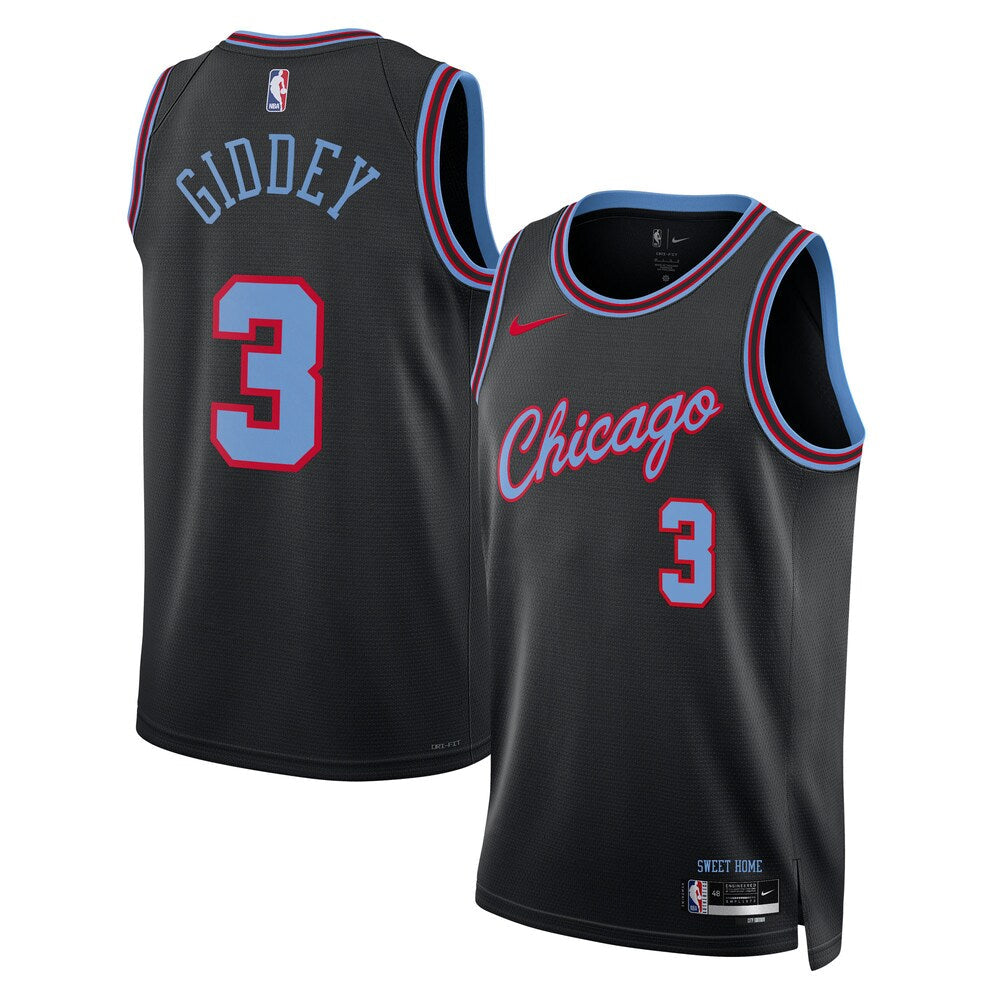 Chicago Bulls 202526 City Edition Swingman Jersey Black Josh Giddey Unisex | RTJ13138