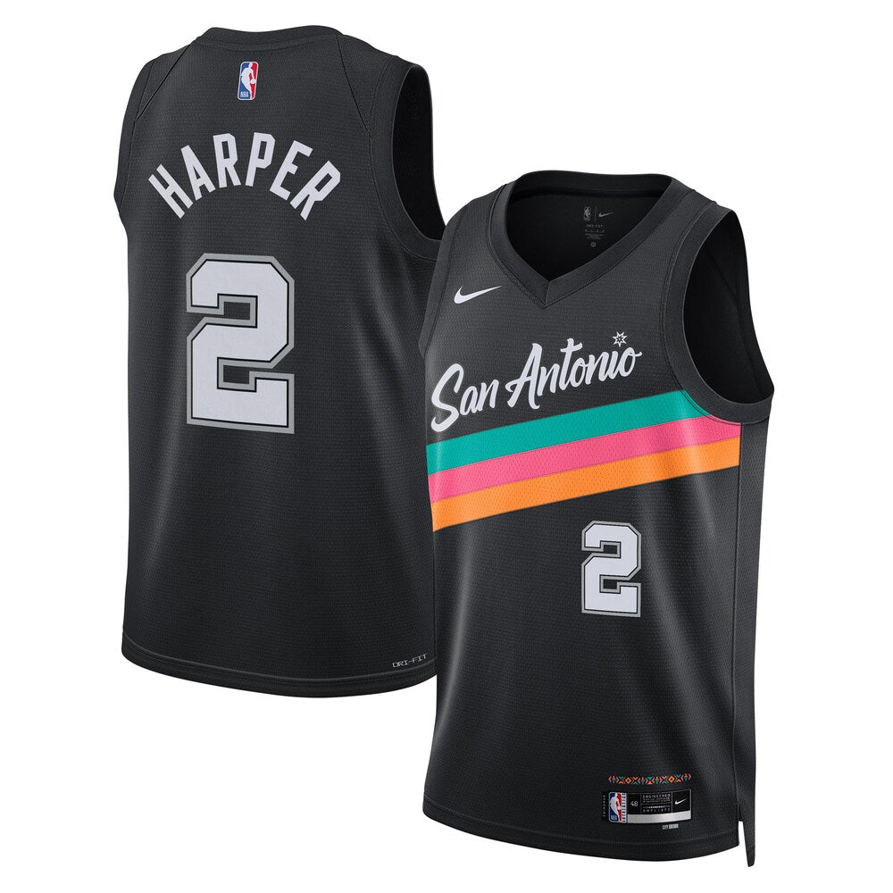 San Antonio Spurs 202526 City Edition Swingman Jersey Black Dylan Harper Unisex | RTJ13130