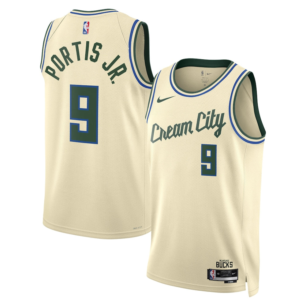 Milwaukee Bucks 202526 City Edition Swingman Jersey Cream Bobby Portis Unisex | RTJ13116