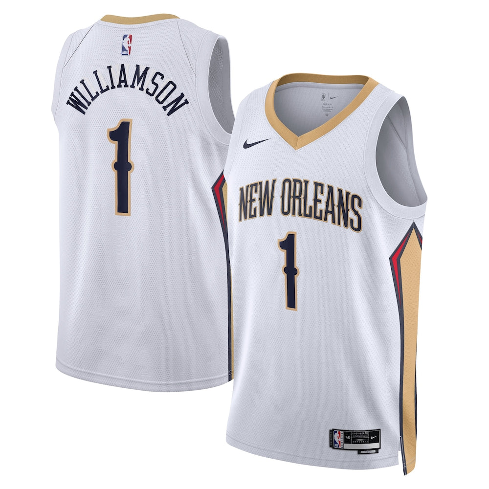 New Orleans Pelicans Association Edition Swingman Jersey White Zion Williamson Unisex | RTJ13061