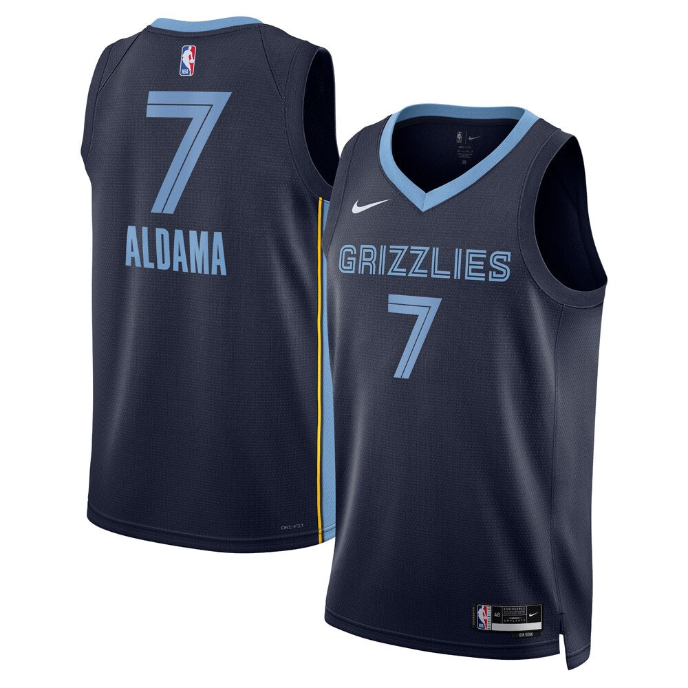Memphis Grizzlies Icon Edition Swingman Jersey Navy Santi Aldama Unisex | RTJ13045