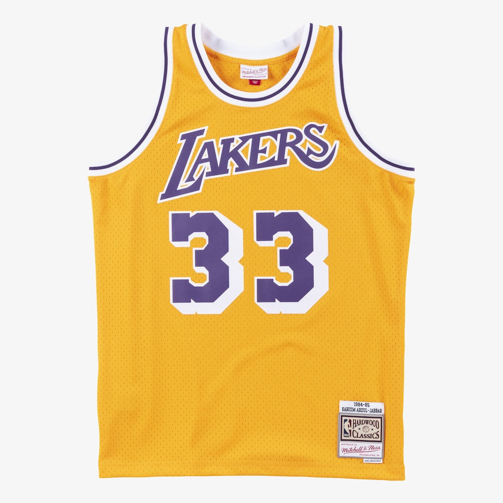 Los Angeles Lakers Swingman Jersey Home Kareem Abdul Jabbar 1984 85 | Stitched Jersey RTJS 12084