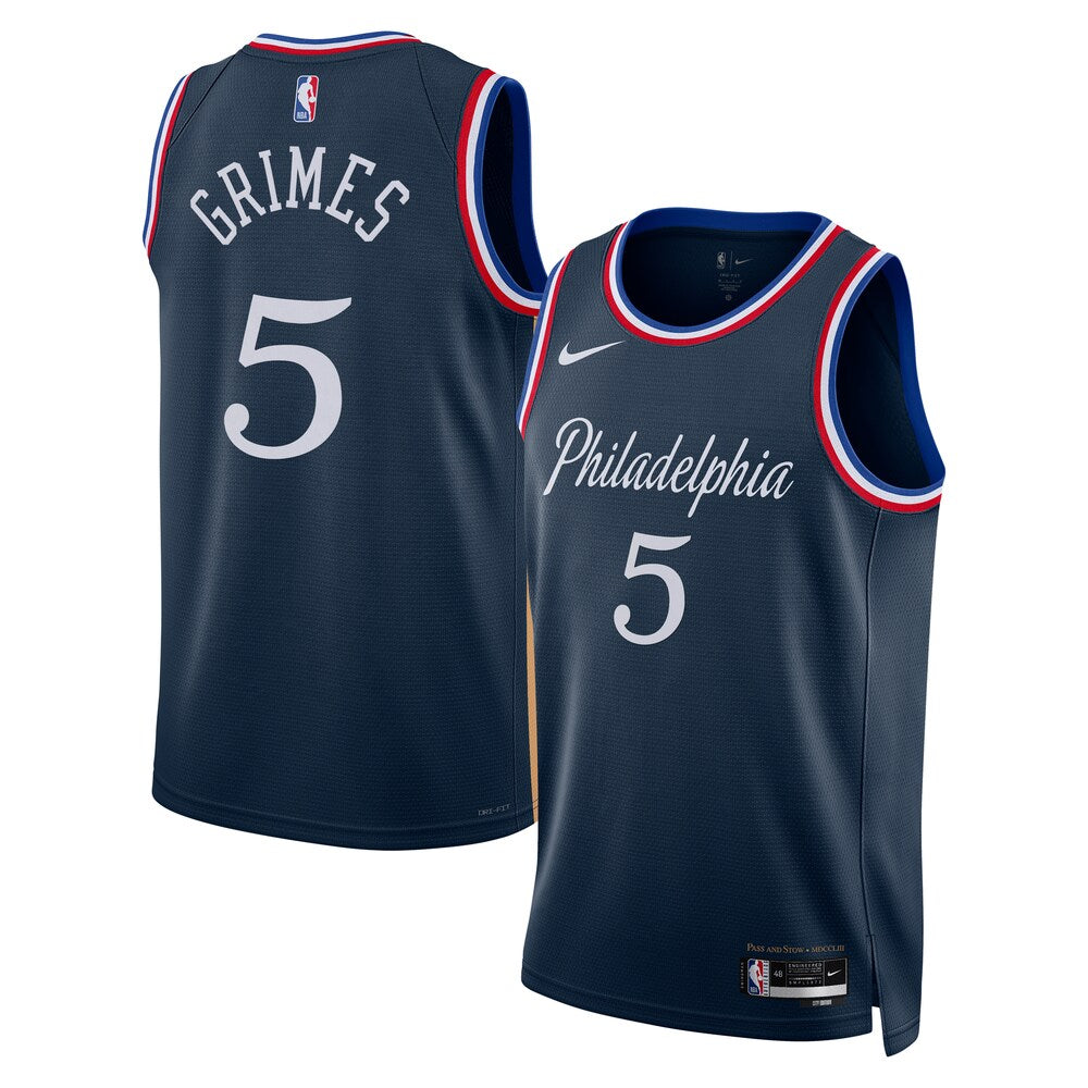Philadelphia 76Ers 2025-26 City Edition Swingman Jersey Navy Quentin Grimes Unisex | Stitched Jersey RTJS 12062