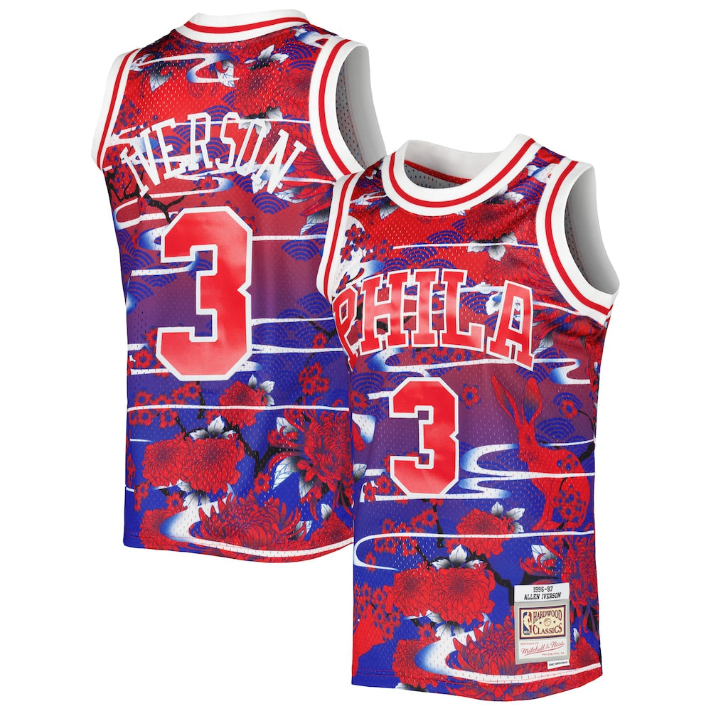 Allen Iverson Red Philadelphia 76Ers 199697 Hardwood Classics Lunar New Year Swingman Jersey | Stitched Jersey RTJS 12068