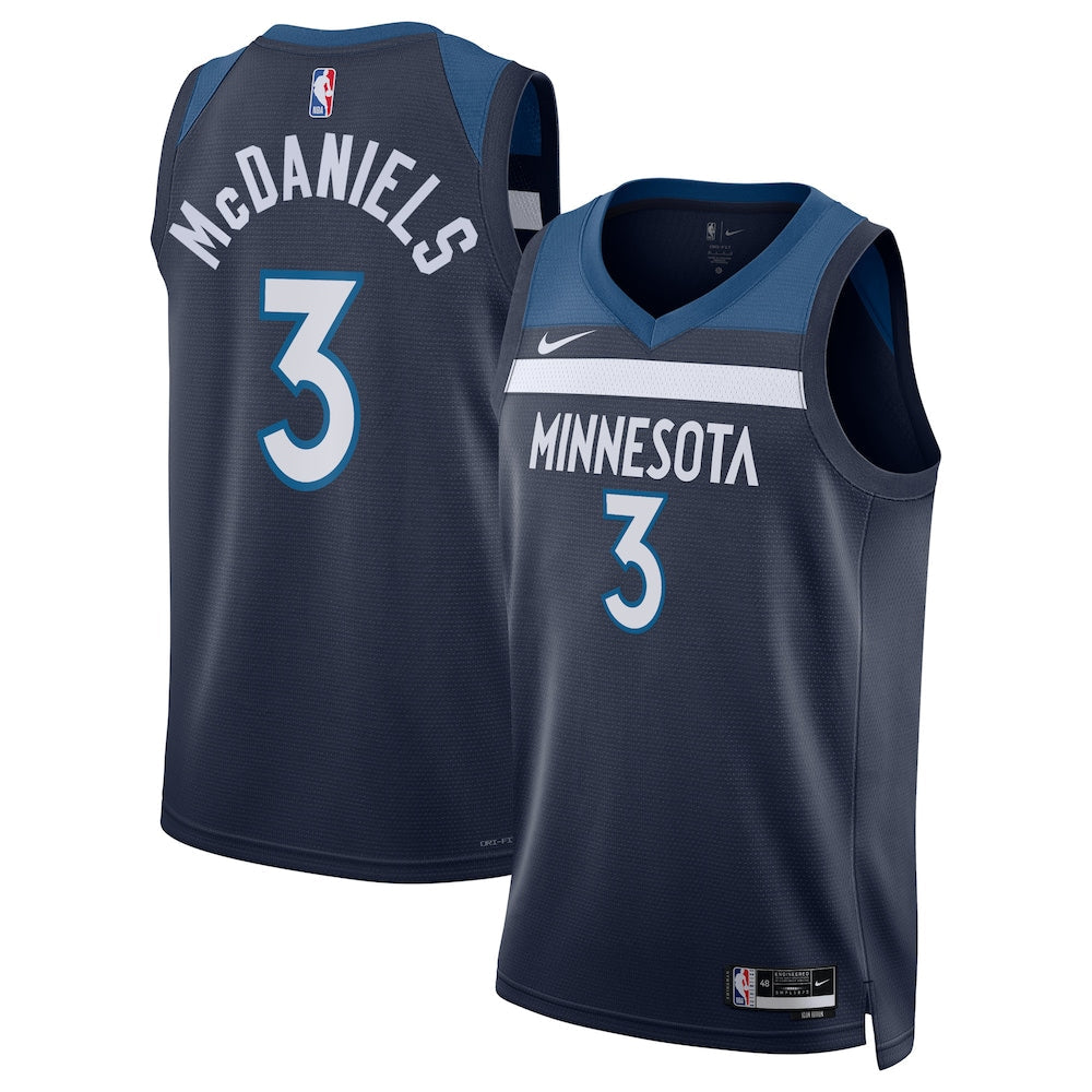 Minnesota Timberwolves Icon Edition Swingman Jersey Navy Jaden Mcdaniels Unisex | Stitched Jersey RTJS 12067