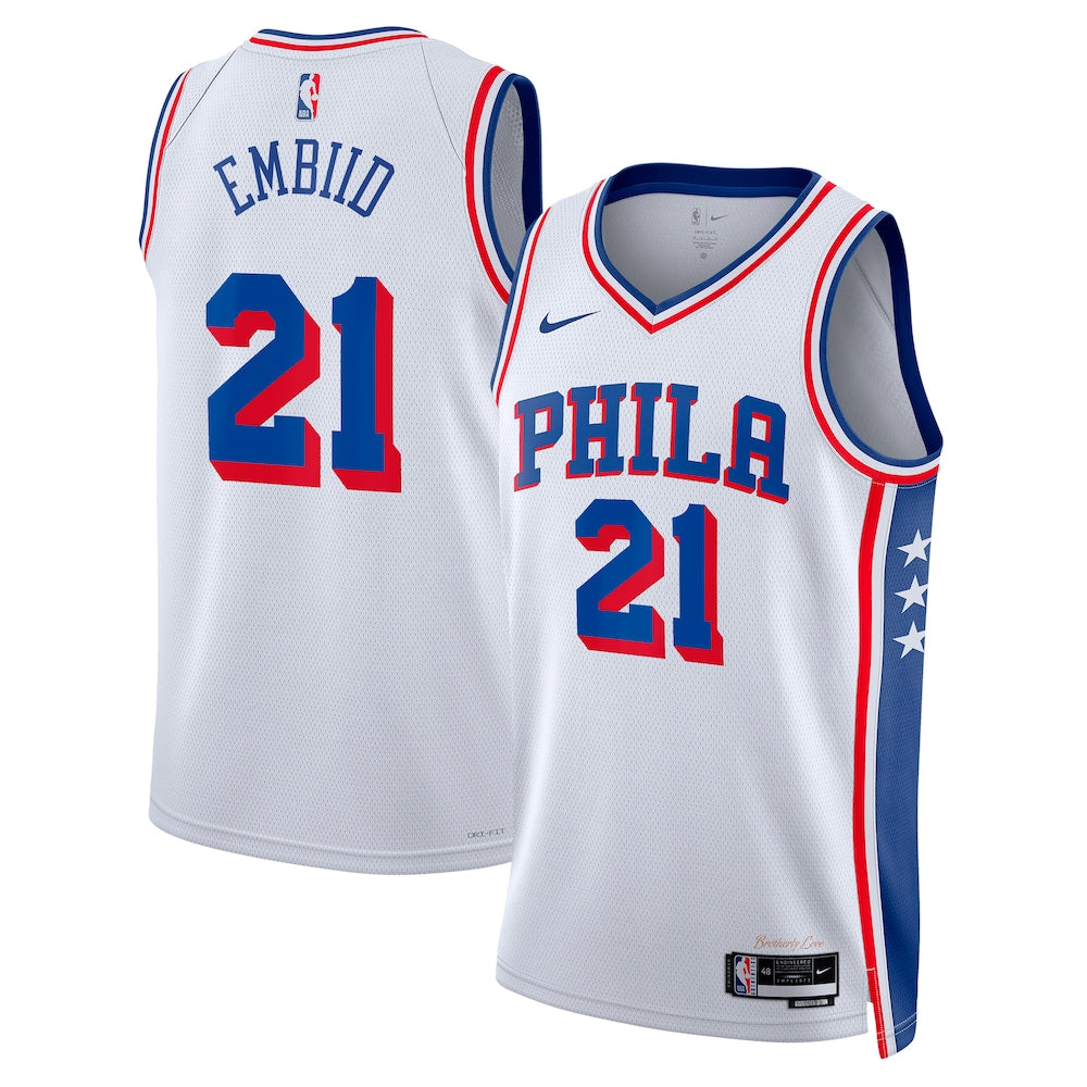 Philadelphia 76Ers Association Edition Swingman Jersey White Joel Embiid Unisex | Stitched Jersey RTJS 12037